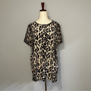 Acrobat Leopard Print ShortSleeve Blouse- Size L
